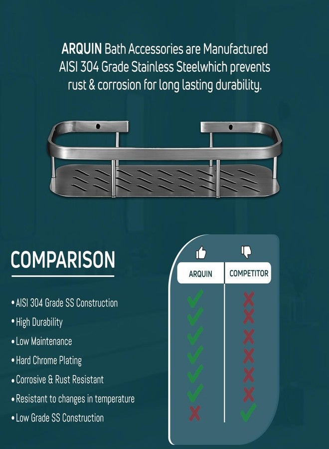 ARQUIN Bathroom Shelf for Wall | 304 Stainless Steel Bathroom Organizer Storage Shelves for Kitchen/Racks and Shelves | Wall Shelf for 15x5 Inch | Shelves for Bathroom - Image 5